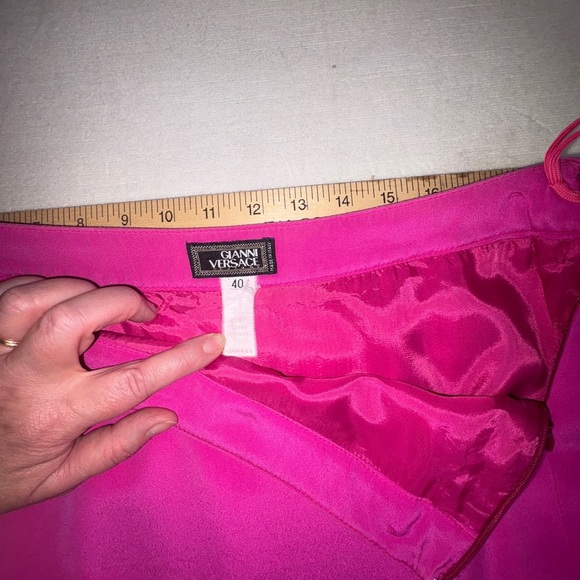 Versace Fuchsia Vintage Mini Skirt with Silver Grommets - Picture 8 of 11